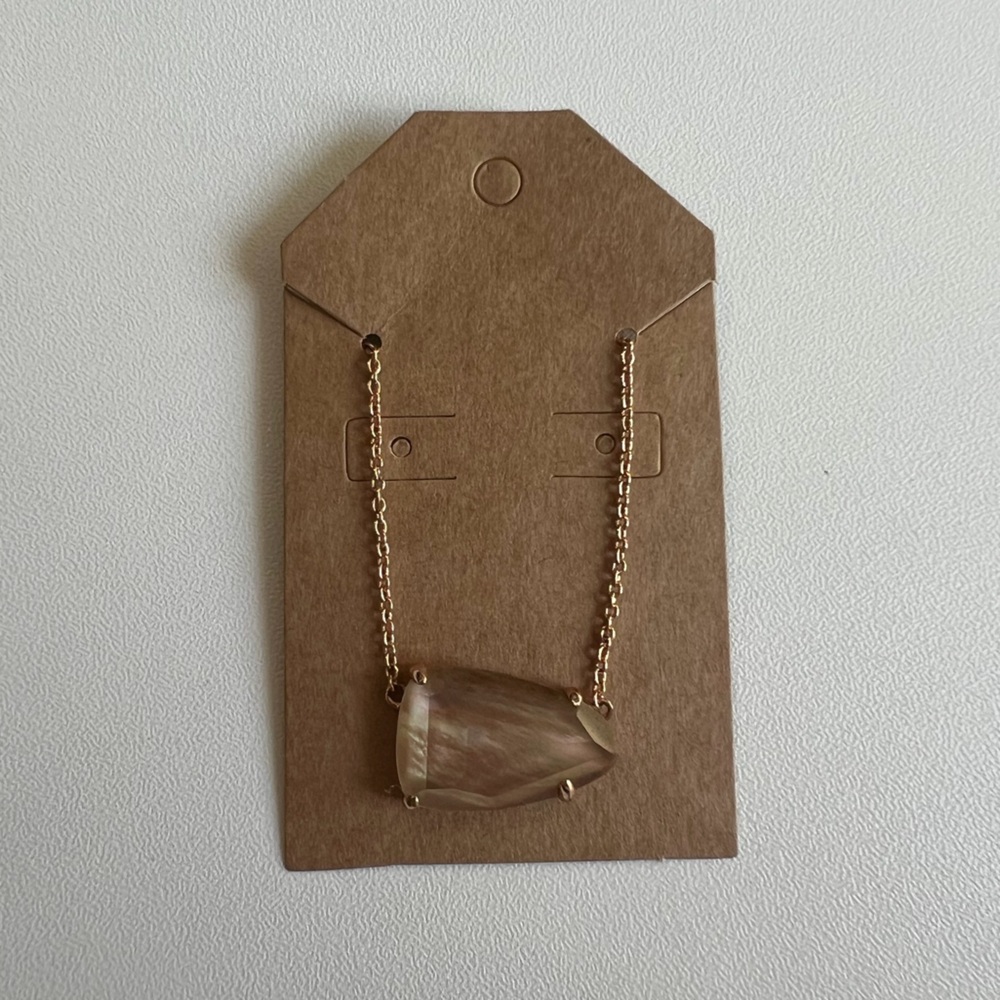 RETIRED Kendra Scott Isla Necklace in Brown Pearl Rose Gold